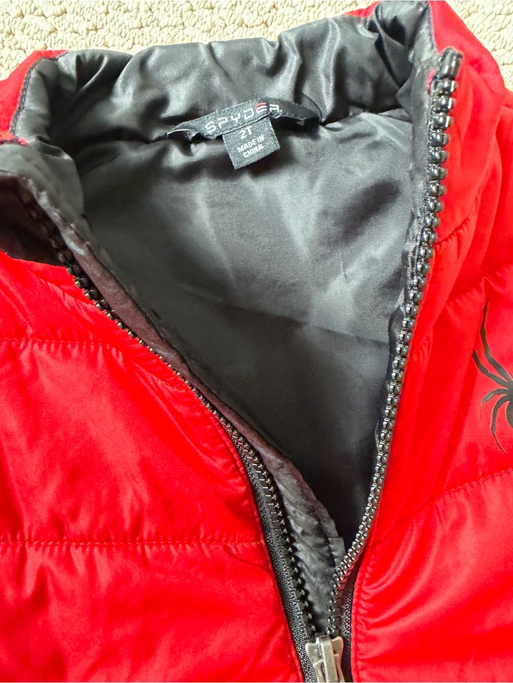 Spyder Kids red insulated puffer vest and black matching sweatpants. - Picture 3 of 6